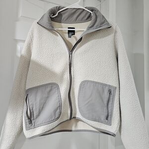 Vuori Cream and Gray Sherpa Jacket